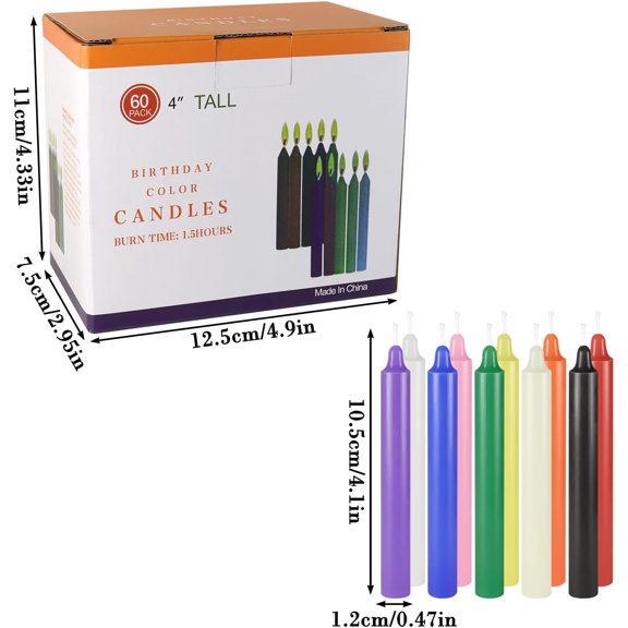 UDGIU-60 Pack 4 Inch Assorted Color Spell Chime Mini Taper Candles - Long Burning, 10 Colours, Perfect for Rituals, Prayer, Meditation,Home Decor,Spiritual Practices