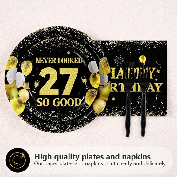 UDGIU-96Pcs 27th Birthday Party Decorations, Serves 24