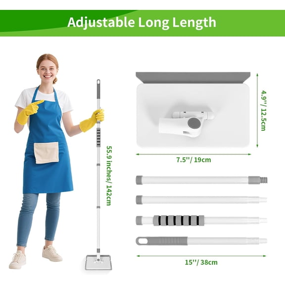 UDGIU-Baseboard Cleaner Tool with Handle, 3 in 1 Wall Cleaner Mop with Long Handle, 360 Rotatable Wall Mop with 4 Replacement Microfiber Chenille Pads for Wall Floor Baseboards Cleaning