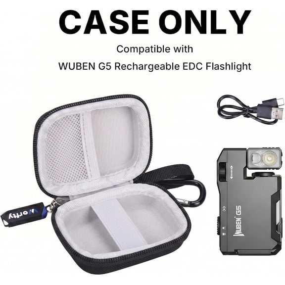 UDGIU-Case for WUBEN G5 Rechargeable EDC Flashlight 400 Lumens Dual Light Sources Mini Flashlights, Case Only (Black)