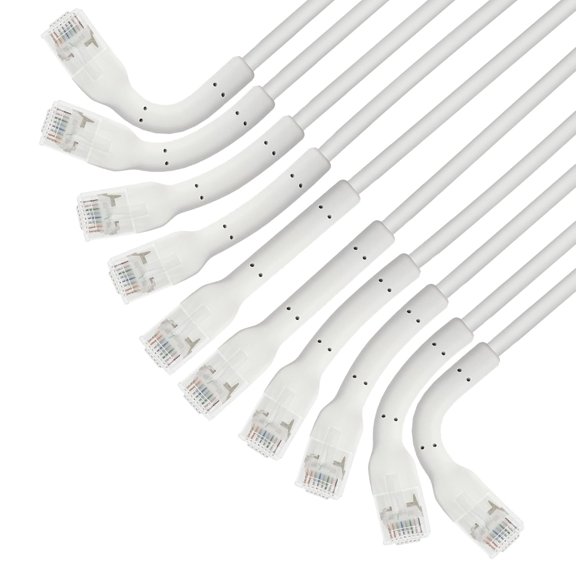 UDGIU-Intellinet FlexiBoot Slim Cat6 Ethernet Network Patch Cable  10-Pack - 10Gbps & 250MHz, Flexible Bendable Boot, 32AWG Pure Bare Copper Wire, Gold-Plated Contacts - 1ft, White