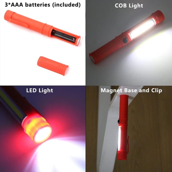 UDGIU-LED Work Light Magnetic Flashlights,Unique Cool Gadget Tool for Men Dad Husband Gift Idea,Portable Battery COB Work Lamp for Mechanic,BBQ,Car,Camping,Emergency (2 Pack,Orange,Batteries Included
