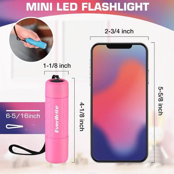 UDGIU-Mini Flashlight 3-Pack, Small Flash Lights 9 AAA Batteries Included, Pink/Green/Blue LED Flashlights with Lanyard for Camping/Emergencies