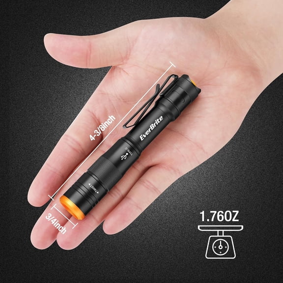 UDGIU-Mini Pen Light, Rechargeable Pocket Pen Flashlight with USB C Cable, 4 Light Modes, 300 Lumens Small Flashlight with Clip for Inspection, Repair, Outdoors, Emergency, Black