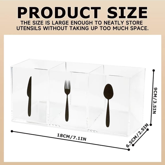 UDGIU-Silverware Organizer Countertop,Acrylic Small Silverware Caddy for Countertop,Knife Fork and Spoon Organizer for Kitchen Storage,Cabinet and Dining Room