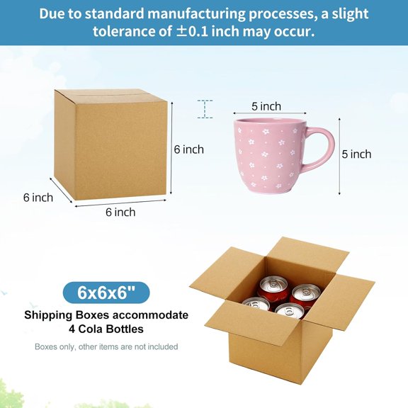 UDGIU-Small Shipping Boxes 6x6x6 Inch 10 Pack Brown Box Corrugated Cardboard Boxes for Packaging Small Business, Mailing Boxes for Shipping