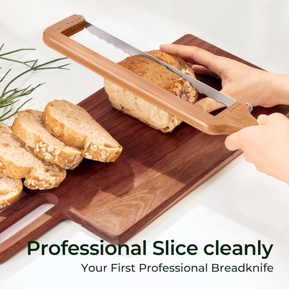 UDGIU-Sourdough Bread Knife  Extra Large Bread Slicer for Homemade Bread with Thickness Guide & Stainless Steel Blade, Even Slice Cutter for Baguettes, Bagels, Gift for Bread Lovers (Standard)