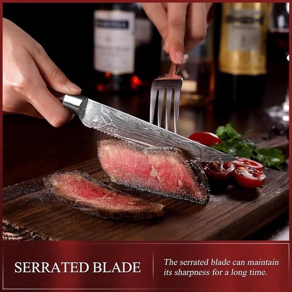 UDGIU-Steak Knives Set of 4, 4.8 Inch Smooth Edge Blades