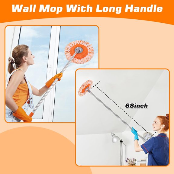 UDGIU-Wall Mop, Primium 68 Wall Cleaner, High-Quality Baseboard Cleaner, Professional-Grade Baseboard Cleaner Tool with Handle, Superior Quality Dust Mop, Efficient cleaning tools