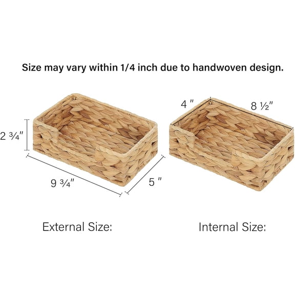 UDGIU-Water Hyacinth Napkin Holder for Bathroom, Wicker Napkin Baskets for Bathroom, Guest Towel Holder, 9 "L x 5"W x 2 "H, 1 Pack
