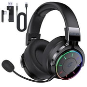 AYEDLOE Wireless Gaming Headset 2.4GHz for PS5/PS4, PC, Switch, Bluetooth 5.4 Gaming Headphones with Detachable Noise-Canceling Mic, Stereo Sound, 60H Battery, RGB Light, Foldable, Portable, Black