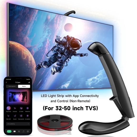 UDH LED Lights for TV with Screen Sync 3 way Sensor, 14.76Ft Cuttable Rgb SLED Strip for 55-65 inch TVs and PC Monitors, App Control,Color Changing Ambient Light for Gaming,Music,Movies