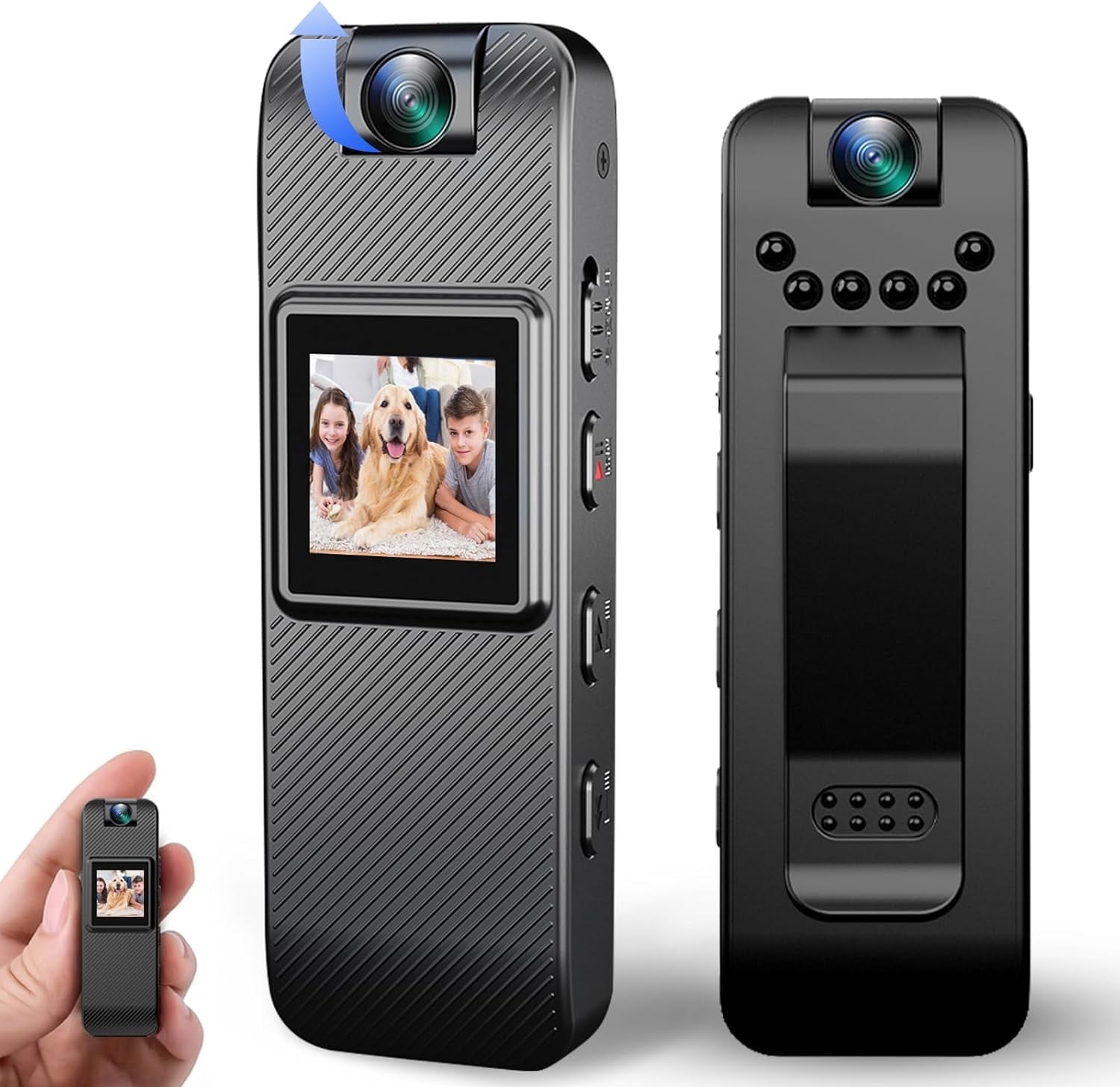 UDH Mini Body Cam with Screen, Body Camera, Action Camera, Clip-on Video Recorder, Small Video Camera Built-in Battery, Invisible Camera Recorder, with Night Vision Function