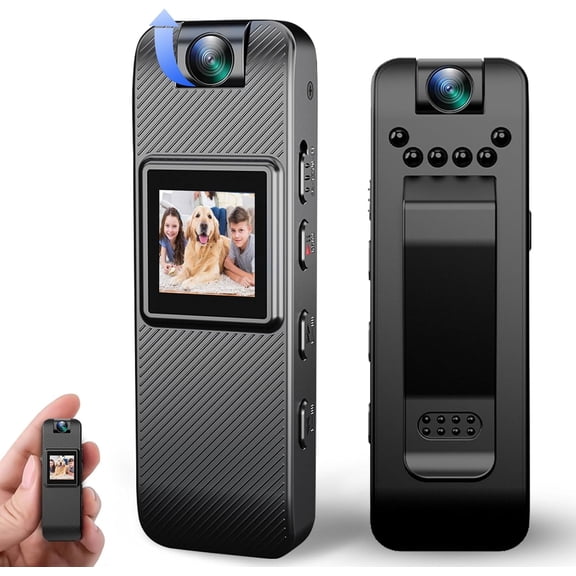 UDH Mini Body Cam with Screen, Body Camera, Action Camera, Clip-on Video Recorder, Small Video Camera Built-in Battery, Invisible Camera Recorder, with Night Vision Function