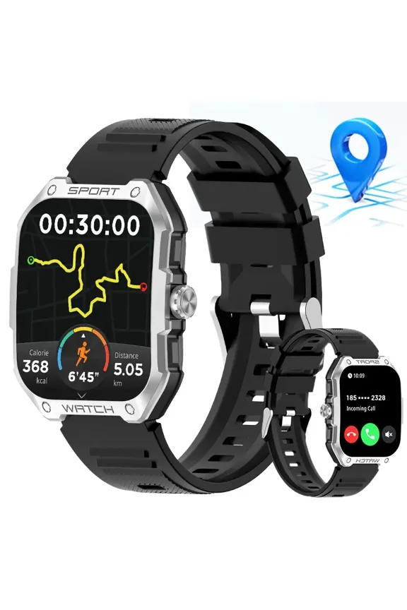 Smart Watch for Men Womens, Bluetooth Answer/Make Calls, 1.83" Touchscreen Fitness Tracker with 124 Sports Modes, Heart Rate/Sleep Monitor/Pedometer, Fits for Android iOS, GPS, Black