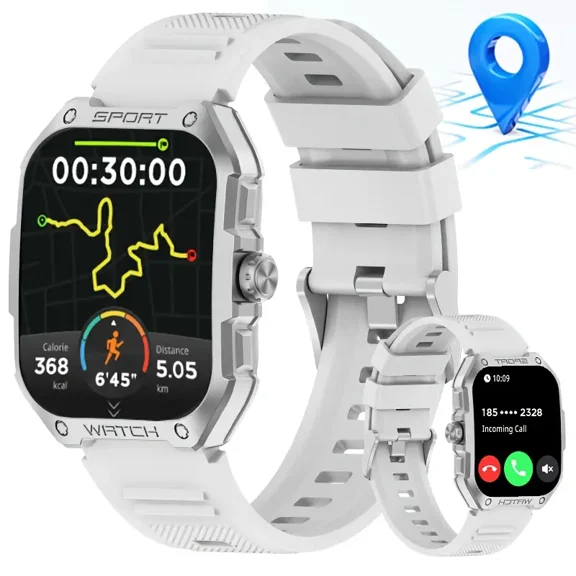 UDH Smart Watch for Men Womens, Bluetooth Answer/Make Calls, 1.83" Touchscreen Fitness Tracker with 124 Sports Modes, Heart Rate/Sleep Monitor/Pedometer, Fits for Android iOS, GPS, White