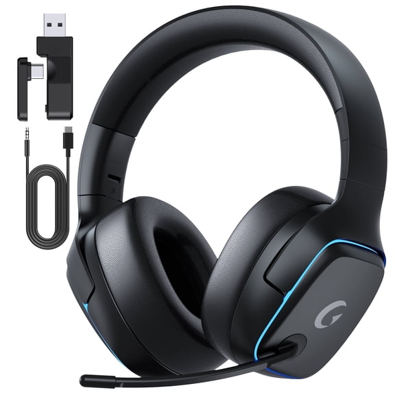 UDH Wireless Gaming Headset 2.4GHz for PS5/PS4/PC/Switch - Bluetooth 5.3 Headphones with Noise-Canceling Mic, 7.1 Surround Sound, 70H Battery Life, RGB Lights, Foldable, Portable-Black