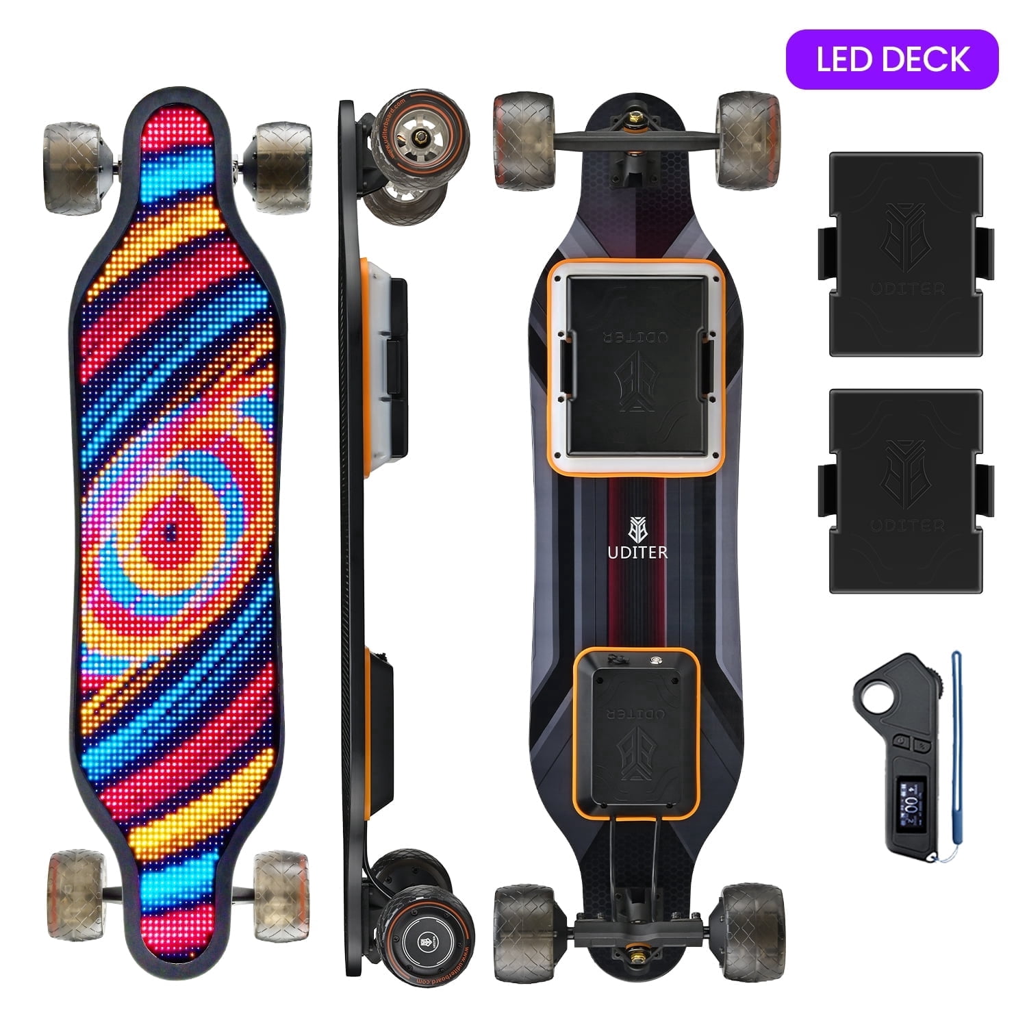 UDITER Pixel Rider Electric Skateboard with Full-Deck LED Display and ...