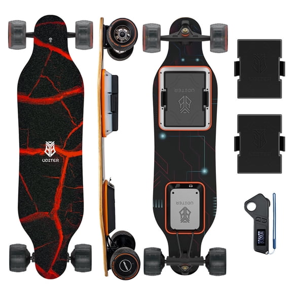 UDITER S3 Electric Skateboard with Swappable Battery, 1200W Dual Hub-Motors, 28 mph, 25mile Range, 4 Speed Modes for Adults & Beginners