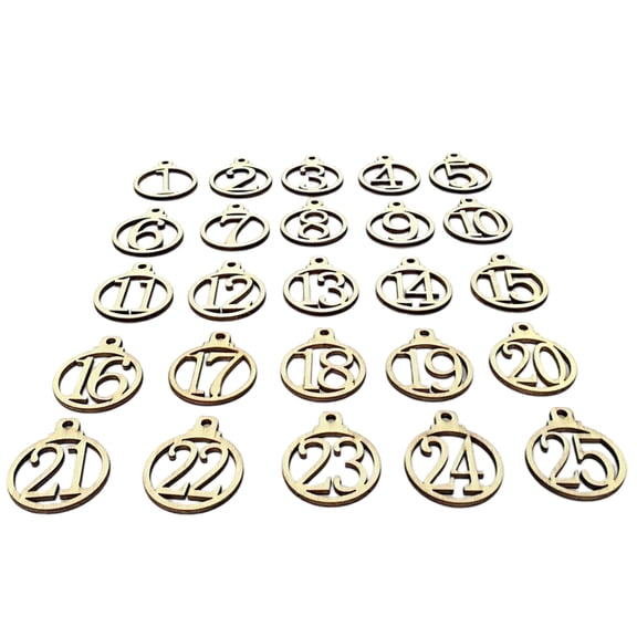 UDIYO 1-25 Wooden Christmas Countdown Advent Calendar Number DIY Gift Tags Decor