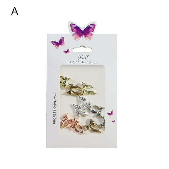 UDIYO 1 Bag Nail Decor Various Shape Non-Fading AB Coating Alloy Aurora Nail Art Decorations Bow Ornaments for Female