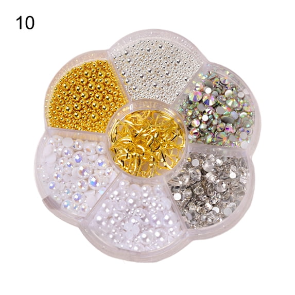 UDIYO 1 Box Nail Decals Cute 3D Effect Resin Nails Aurora Rhinestone Tools DIY Supplies