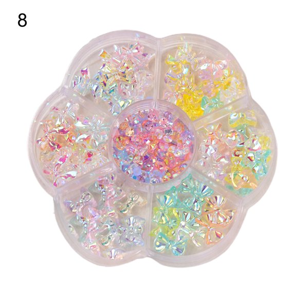 UDIYO 1 Box Nail Decals Cute 3D Effect Resin Nails Aurora Rhinestone Tools DIY Supplies