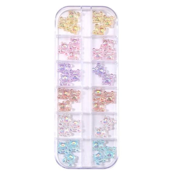 UDIYO 1 Box Nail Decoration Creative Shape Vivid Color Stunning Visual Effect Non-Fading Wide Application Decorative Resin Luxury Flower Bear Nail DIY Manicure Decoration Nail Supp