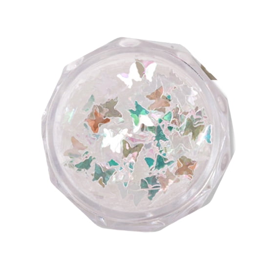UDIYO 1 Box Nail Decoration Sparkling Creative Shape Stunning Visual Effect Vivid Color 6 Styles Butterfly Love Heart Nail Sequins Manicure Design Nail Supplies