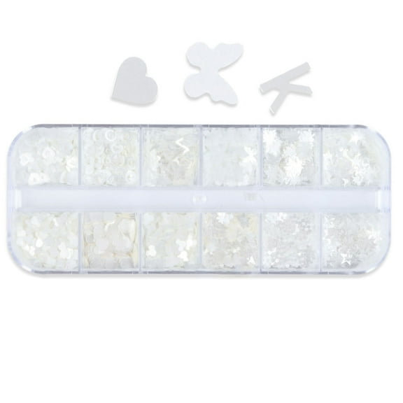 UDIYO 1 Box Nail Sequins Creative Shape Vivid Color Shiny Visual Effect Non-Fading Wide Application Decorative PET 6 Grids Colorful Maple Leaf Nail Art Sequins for Nail Salon