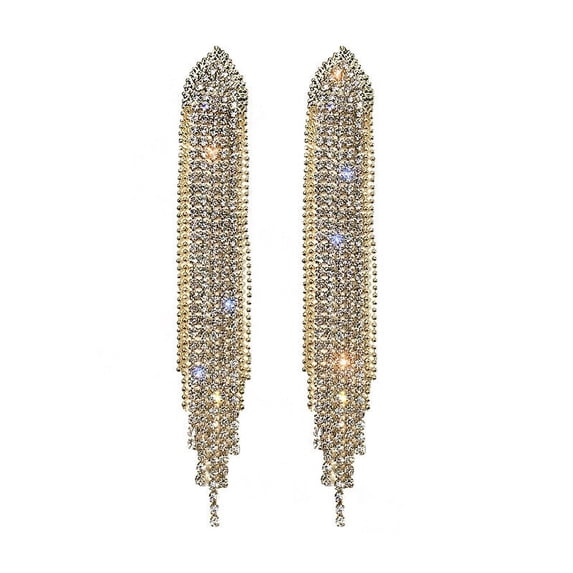 UDIYO 1 Pair Women Earrings Shiny Rhinestone Tassel All Match Dangle Earrings for Gift