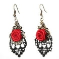 thumbnail image 1 of UDIYO 1 Pair Women Fashion Lace Red Rose Hollow Dangle Hook Earrings Jewelry Gift, 1 of 7