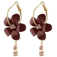 thumbnail image 1 of UDIYO 1 Pair Women Petal Flower Shape Rhinestone Inlaid Alloy Dangle Earrings for Wedding Party, 1 of 7
