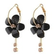 thumbnail image 1 of UDIYO 1 Pair Women Petal Flower Shape Rhinestone Inlaid Alloy Dangle Earrings for Wedding Party, 1 of 7