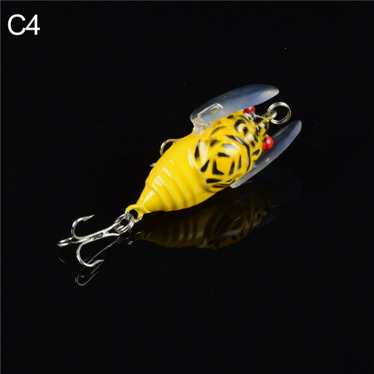 Udiyo 1 PC 4cm Fishing Tackle Lure Top Water Plastic Insect Cicada Bass Hard Bait, C4