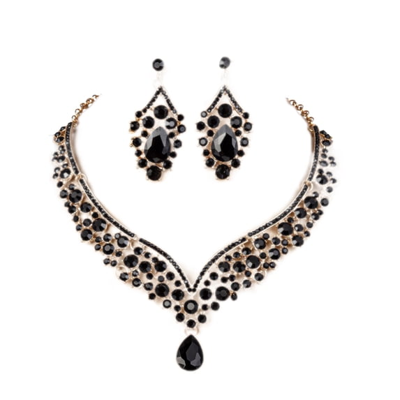 UDIYO 1 Set Bridal Earrings Necklace Water Drop-shaped Rhinestones Jewelry Geometric Adjustable Jewelry Set for Wedding