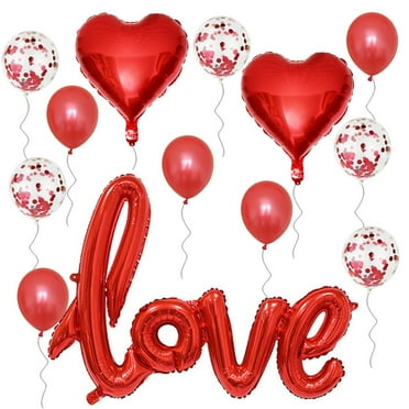 UDIYO 1 Set Red Love Balloon Letters - Pack of 13 | Red Heart Balloons for I Love You Balloons| Romantic Decorations Special Night |Happy Anniversary Decorations Romantic, Valentines Day Decor