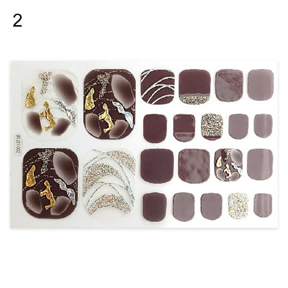 UDIYO 1 Set Toe Nail Stickers Waterproof Self-adhersive Nail Art Women Manicure Toenail Wraps Stickers for Girl
