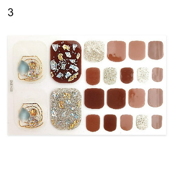 UDIYO 1 Set Toe Nail Stickers Waterproof Self-adhersive Nail Art Women Manicure Toenail Wraps Stickers for Girl