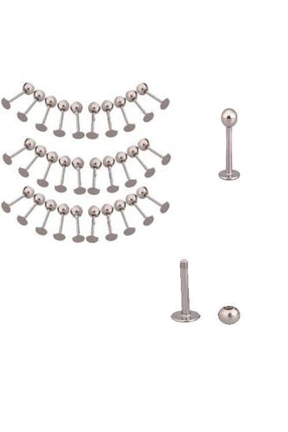 10 X Stainless Steel Tragus Ball Labrets Lip Chin Ring Bar Body Piercing Studs