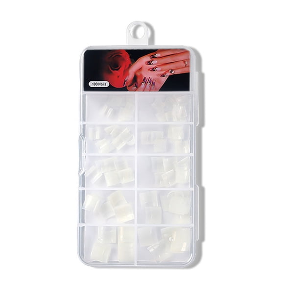 UDIYO 100 Nail Tip Half Cover Extending French Style Short Clear Extension Artificial DIY Tips for Beauty