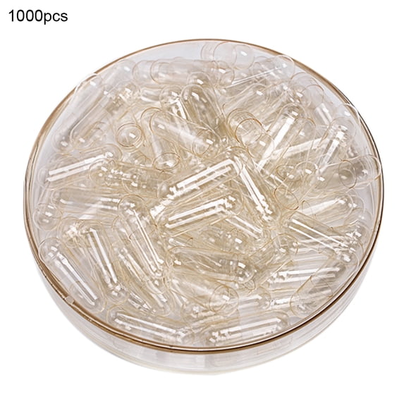 UDIYO 1000Pcs Transparent Hollow Gelatin Empty Separated Medical Powder Capsule Shells