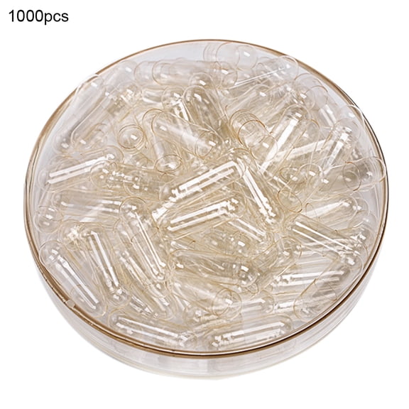 UDIYO 1000Pcs Transparent Hollow Gelatin Empty Separated Medical Powder Capsule Shells