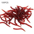 thumbnail image 1 of UDIYO 100Pcs Fishing Bait Artificial Earthworms Simulation Plastic Lifelike Red Fishing Bait for Freshwater, 1 of 6