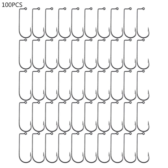 UDIYO 100Pcs High Carbon Steel 90 Degree Jig Fish Hooks for Outdoor Sea Ocean Fishing