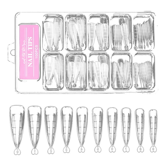 UDIYO 100Pcs/Set False Nail Tips Smooth Surface Nail Extending Full Coverage Long Nail Fake Finger Extension Tips for Beauty