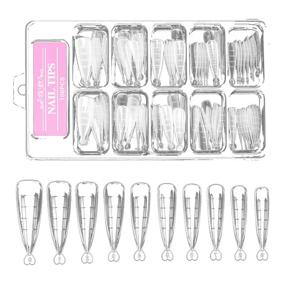 UDIYO 100Pcs/Set False Nail Tips Smooth Surface Nail Extending Full Coverage Long Nail Fake Finger Extension Tips for Beauty