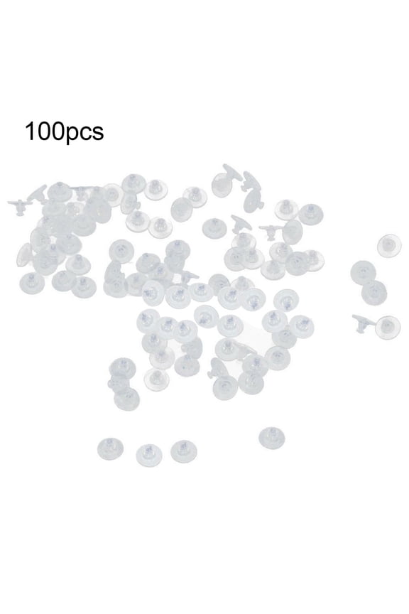 100Pcs Transparent Silicone Earring Stopper Posts Safety Back Nuts Findings
