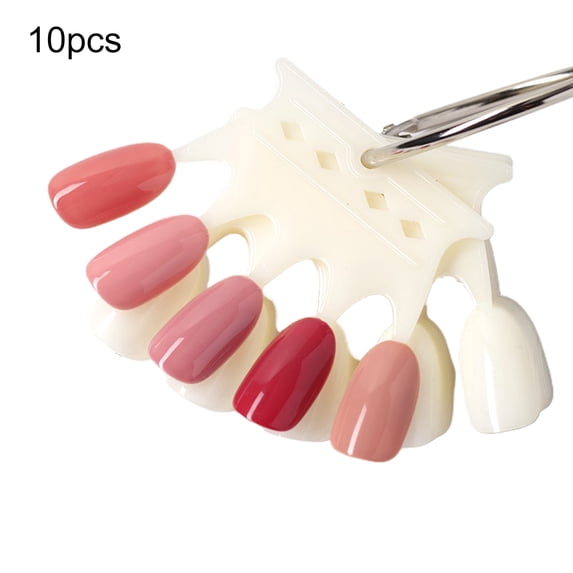 UDIYO 10Pcs/50Pcs Fan-Shaped Nail Display Card Practice ABS Crown Type Nail Art Tips Display Practice Sticks for Manicure