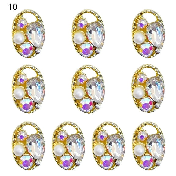 UDIYO 10Pcs/Bag Nail Rhinestones Various Shape Nail Art Alloy 3D Nail Manicure Craft Ornaments for DIY Crafts